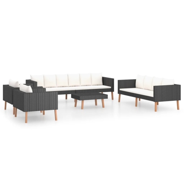 Set Mobilier De Grădină Cu Perne 5 Piese Negru Poliratan 3059333